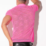 Code 22 Sheer Lace Polo Fuchsia