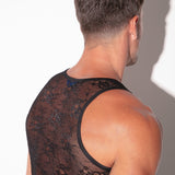 Code 22 Sheer Lace Tank Top Black