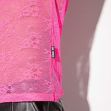 Code 22 Sheer Lace Tank Top Fuchsia