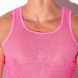 Code 22 Sheer Lace Tank Top Fuchsia