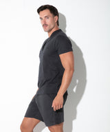 Code 22 French Terry Half Zip T Shirt Charcoal