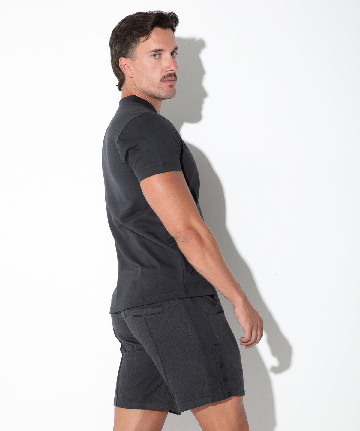 Code 22 French Terry Half Zip T Shirt Charcoal