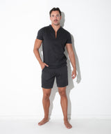 Code 22 French Terry Half Zip T Shirt Charcoal