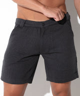 Code 22 Quilted Snap Detail Shorts Charcoal