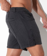 Code 22 Quilted Snap Detail Shorts Charcoal