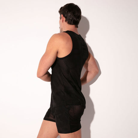 Code 22 Eclipse Embroidered Tank Top Black