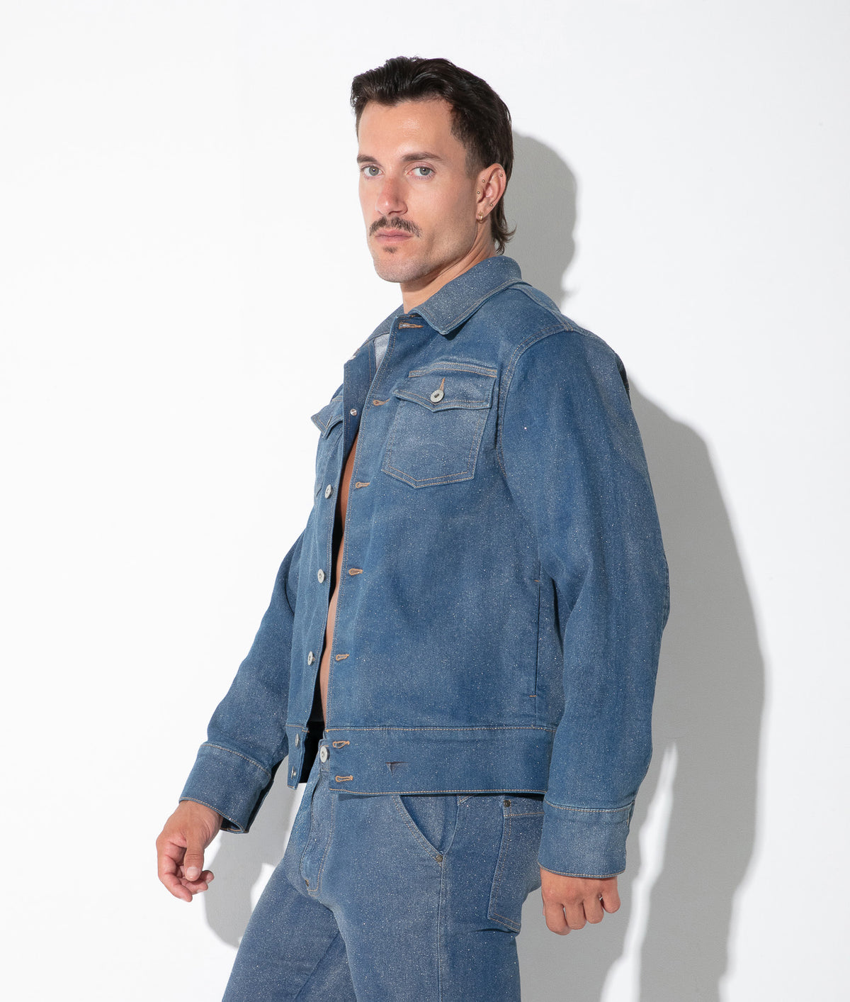 Code 22 Metallic Denim Jacket Silver
