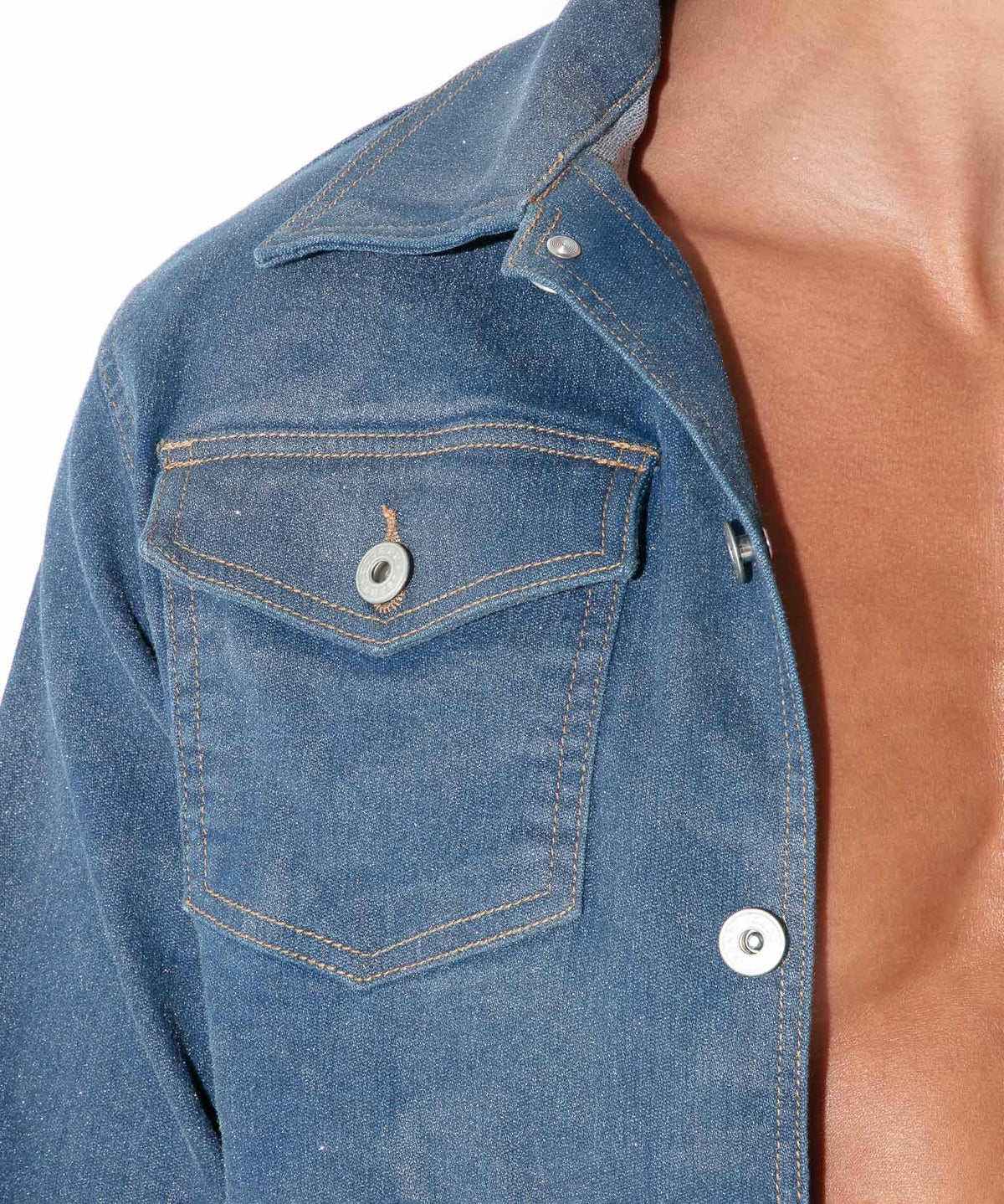 Code 22 Metallic Denim Jacket Silver