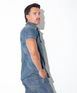 Code 22 Metallic Denim Shirt Silver