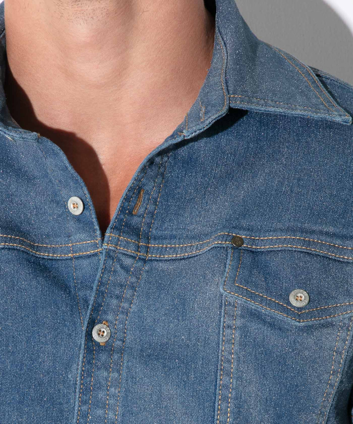 Code 22 Metallic Denim Shirt Silver