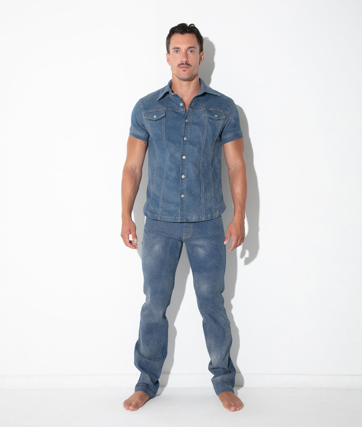 Code 22 Metallic Denim Shirt Silver