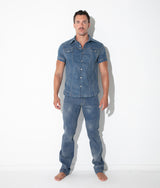 Code 22 Metallic Denim Shirt Silver