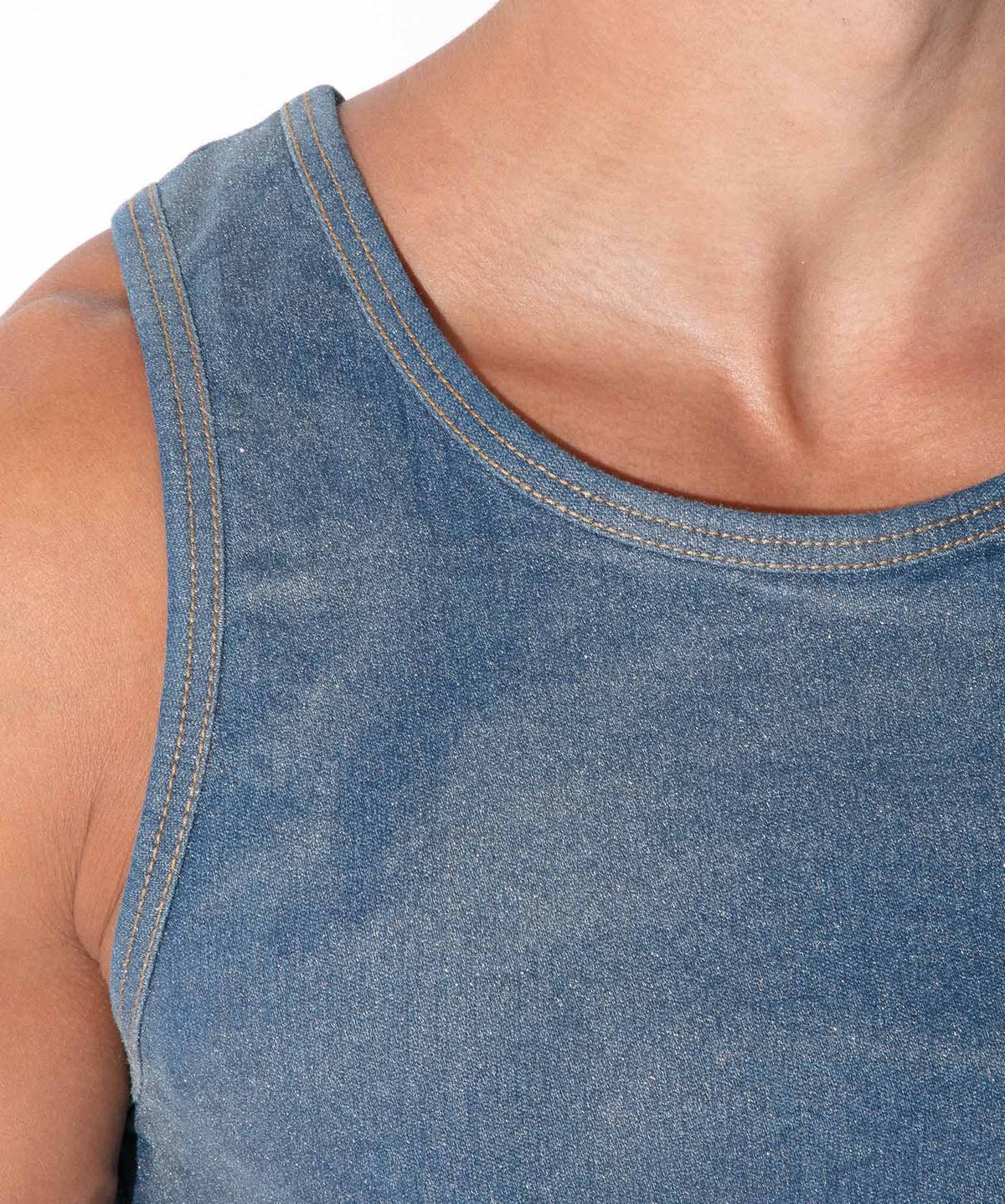 Code 22 Metallic Denim Tank Top Silver