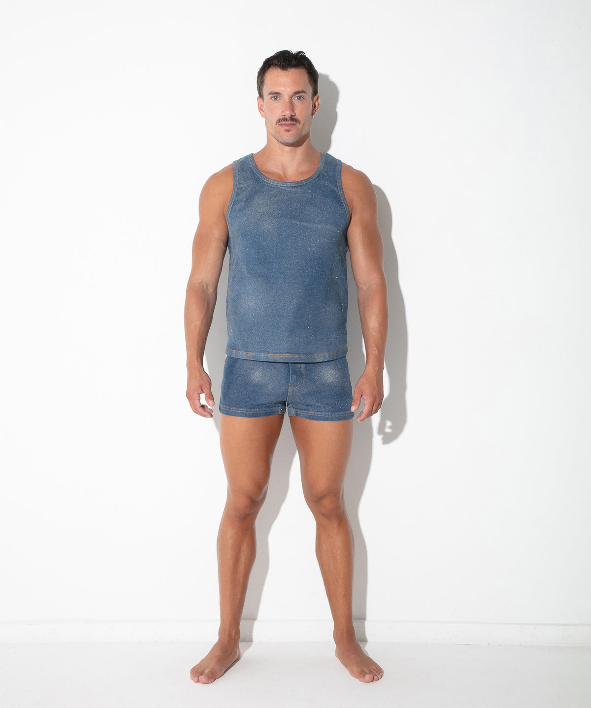 Code 22 Metallic Denim Tank Top Silver