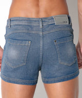 Code 22 Metallic Denim Shorts Silver