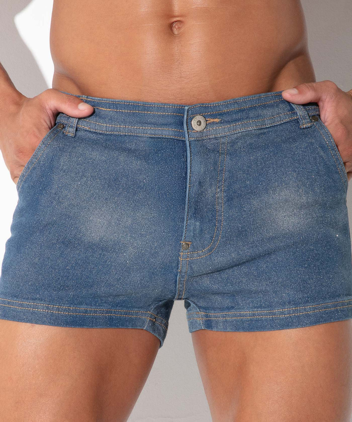 Code 22 Metallic Denim Shorts Silver