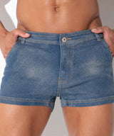 Code 22 Metallic Denim Shorts Silver