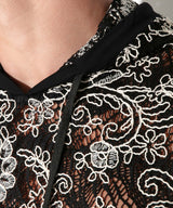 Code 22 Contrast Corded Lace Sleeveless Hoodie Black