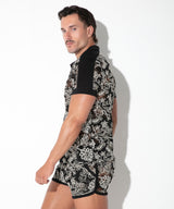Code 22 Contrast Corded Lace Shirt Black