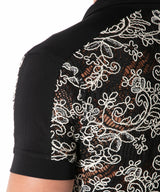 Code 22 Contrast Corded Lace Shirt Black