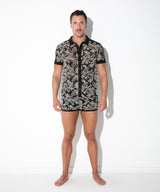 Code 22 Contrast Corded Lace Shirt Black