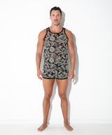 Code 22 Contrast Corded Lace Tank Top Black