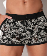 Code 22 Contrast Corded Lace Short Black