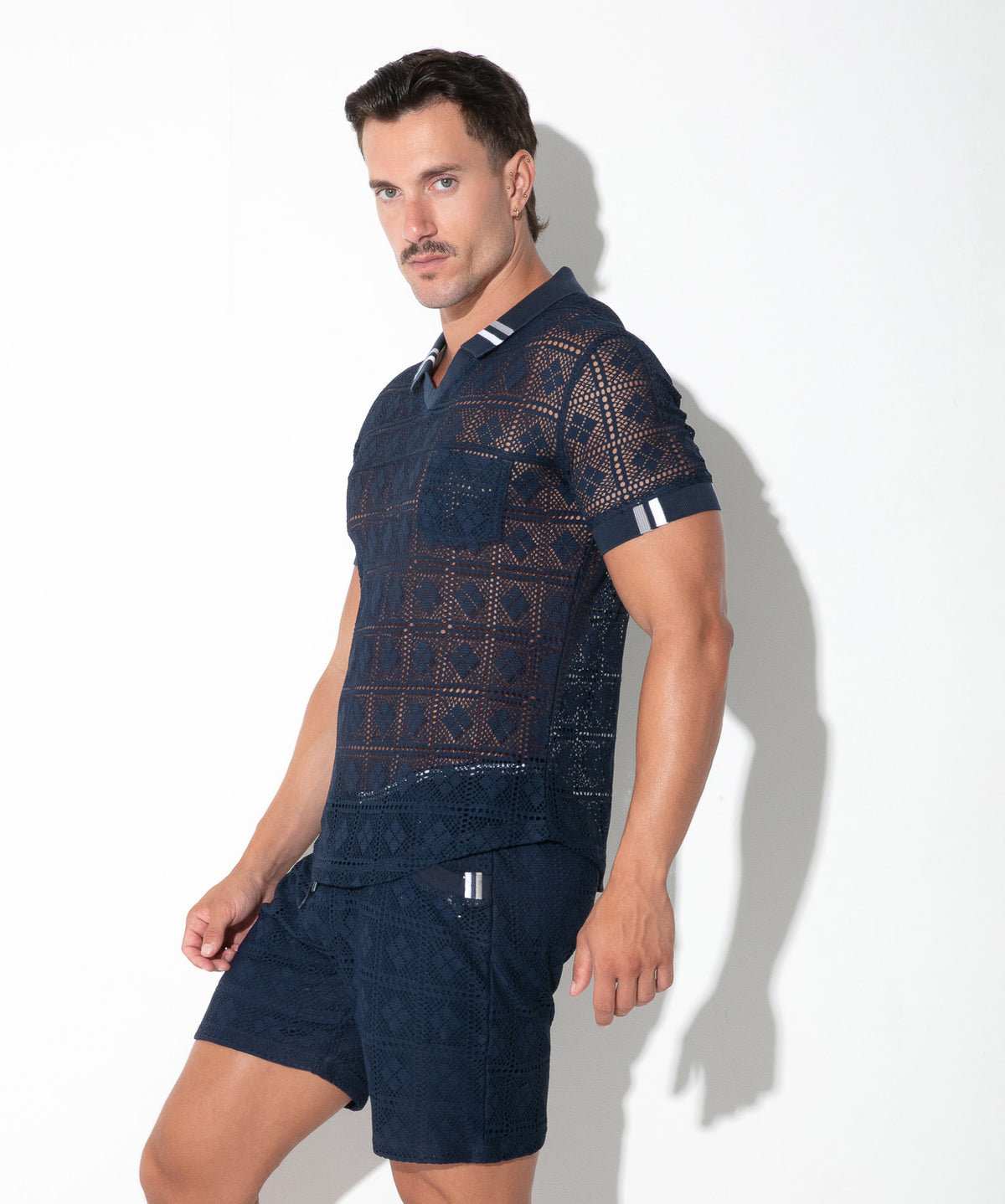 Code 22 Graphic Lace Polo Navy