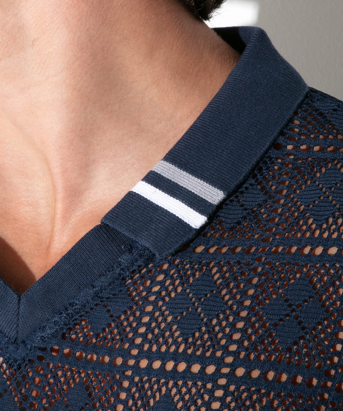 Code 22 Graphic Lace Polo Navy