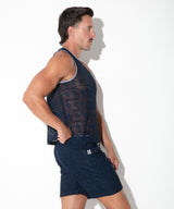 Code 22 Graphic Lace Tank Top Navy