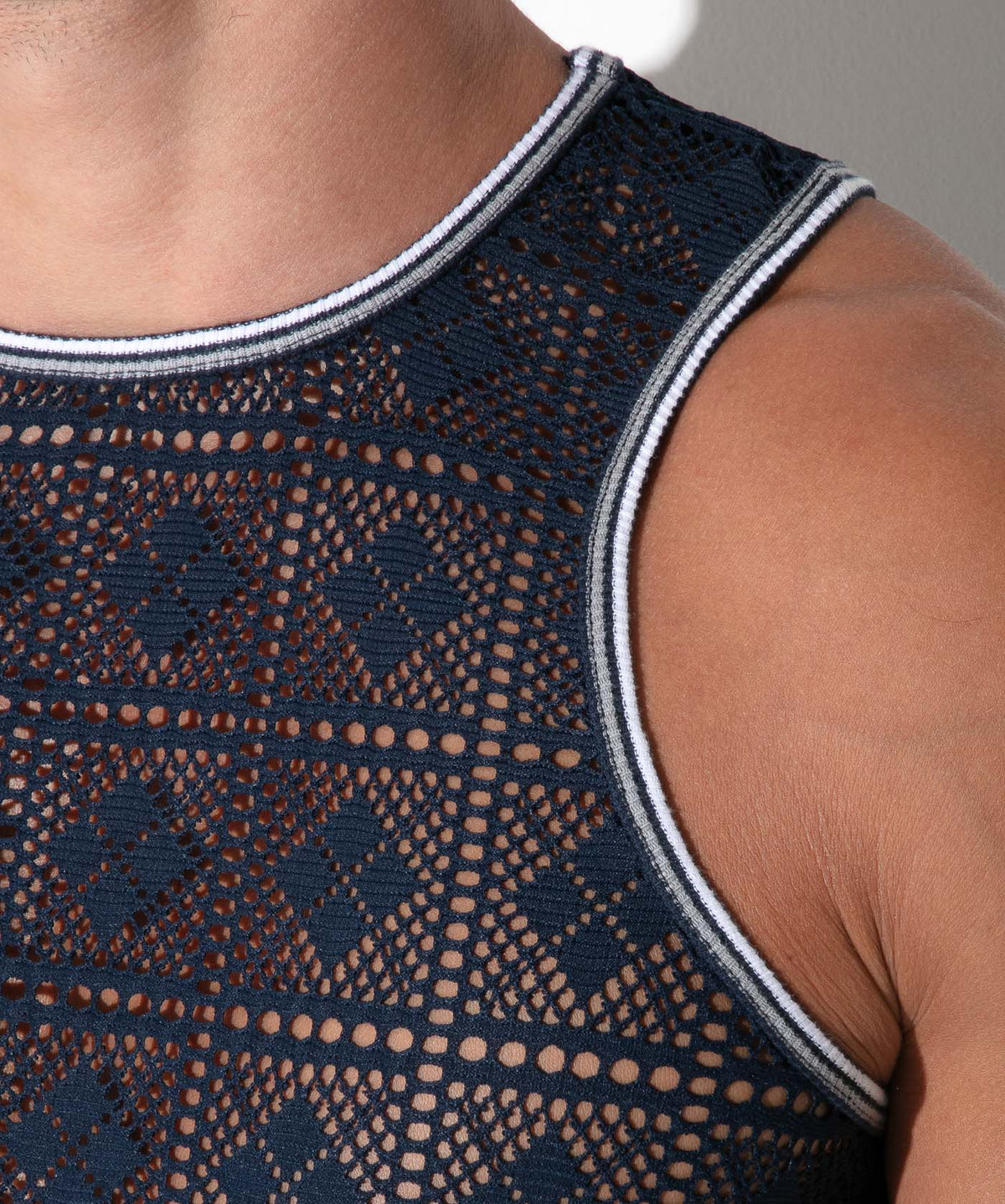 Code 22 Graphic Lace Tank Top Navy