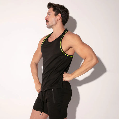 Code 22 Sweat It Razor Back Tank Top Black