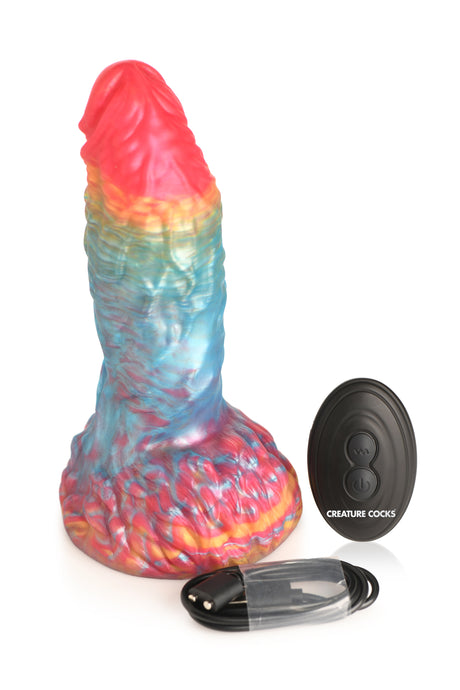 Creature Cocks Rainbow Phoenix Vibrating Silicone Dildo 6.8 Inch
