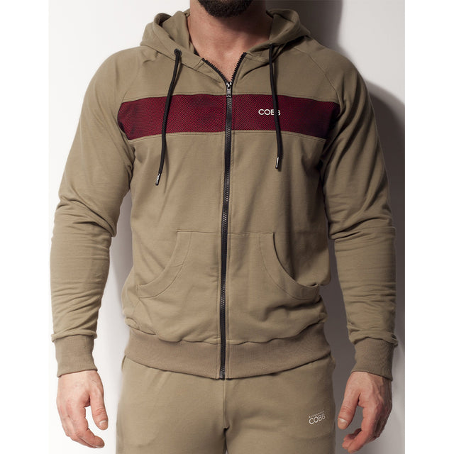 Alexander Cobb Stripe Zipper Hoody Army