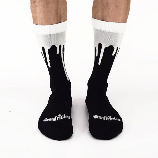 Asstricks Drip Socks Black White