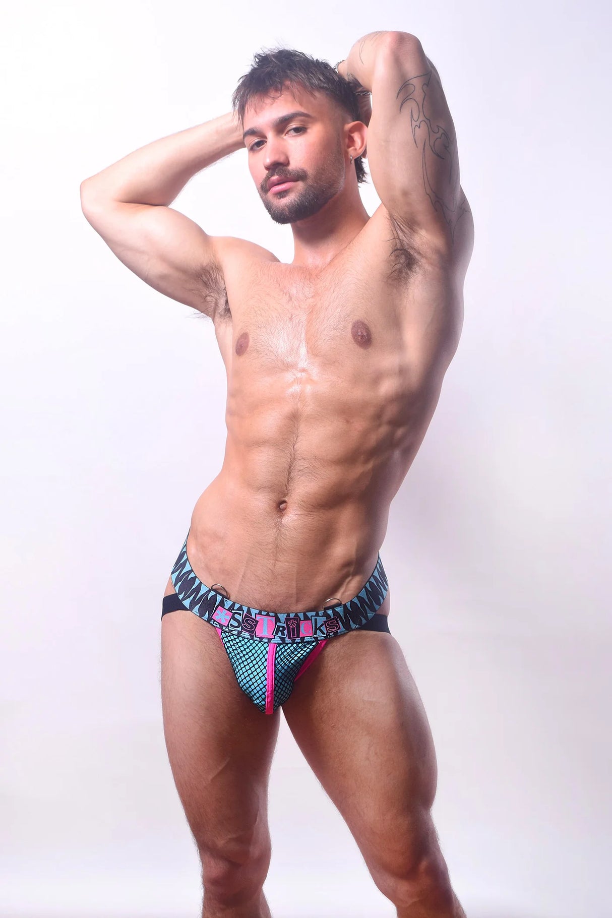 Asstricks Rough House Jockstrap Neon Blue Pink