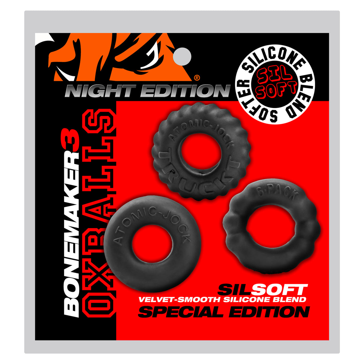 Oxballs Bonemaker 3 Pack Assorted Cock Rings Night Edition