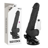 Basecock Realistic Vibrating Dildo with Remote 7.5 Inch Black