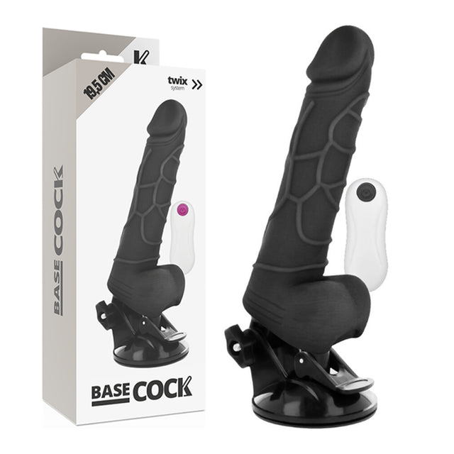 Basecock Realistic Vibrating Dildo with Remote 7.5 Inch Black