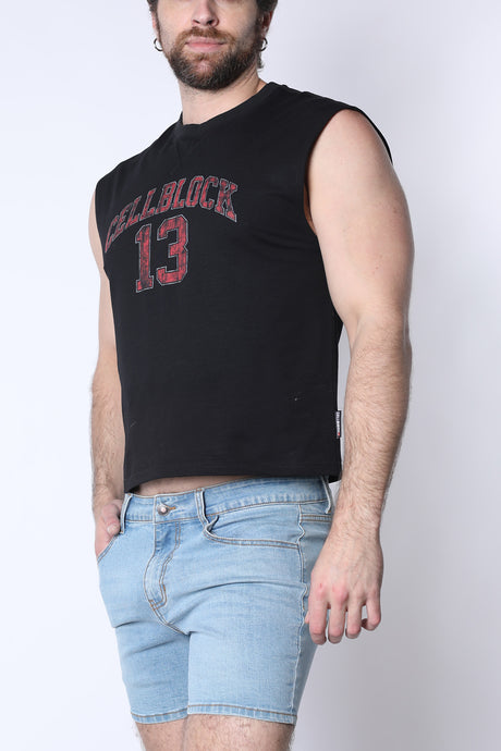 Cellblock 13 CB13 Sport Cropped Muscle Tank Top Black