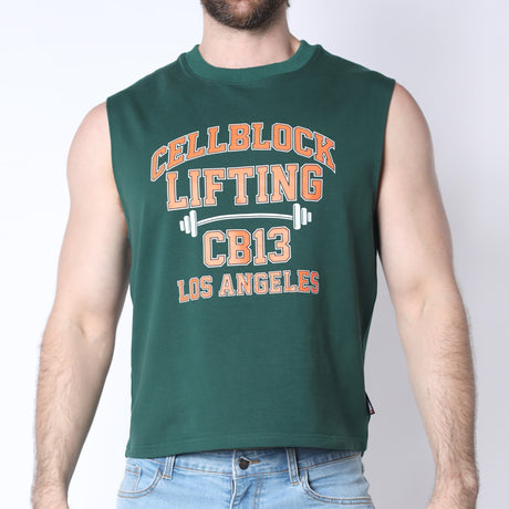Cellblock 13 CB13 Lifting Club Cropped Tank Green