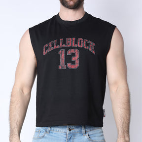 Cellblock 13 CB13 Sport Cropped Muscle Tank Top Black