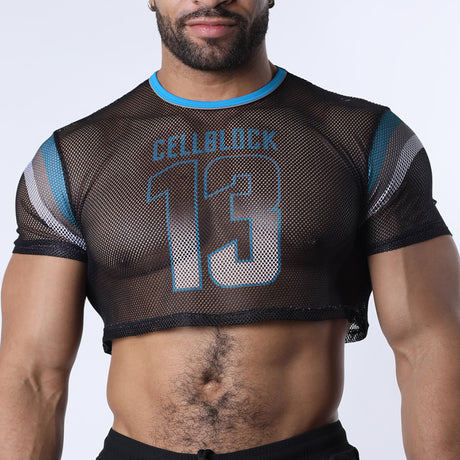 Cellblock 13 Chain Reaction Mesh Crop Top Blue