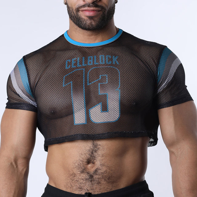 Cellblock 13 Chain Reaction Mesh Crop Top Blue
