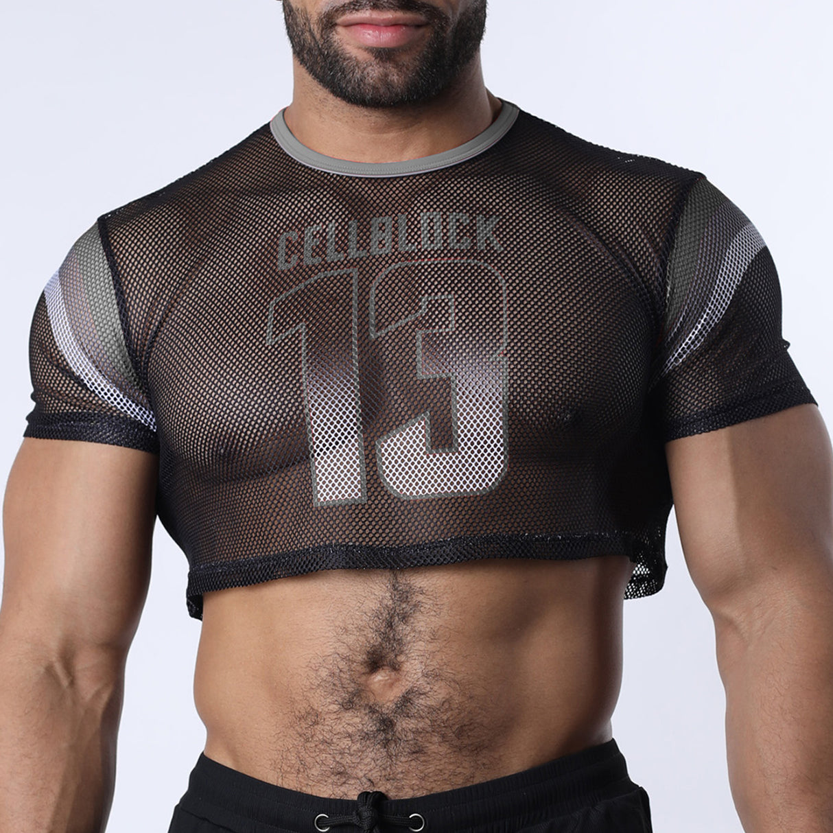 Cellblock 13 Chain Reaction Mesh Crop Top Grey