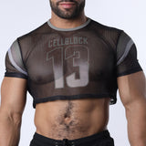 Cellblock 13 Chain Reaction Mesh Crop Top Grey