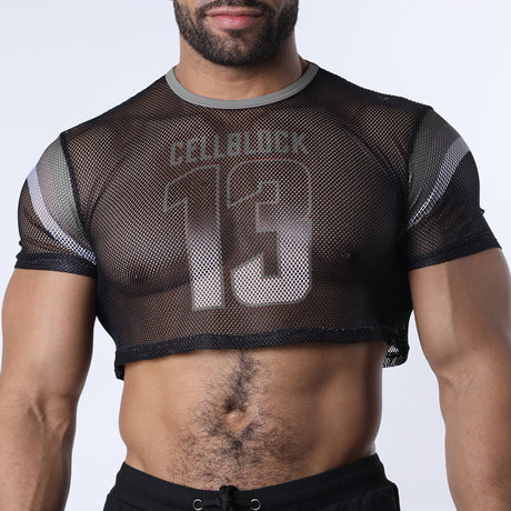 Cellblock 13 Chain Reaction Mesh Crop Top Grey