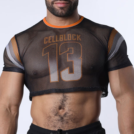 Cellblock 13 Chain Reaction Mesh Crop Top Orange
