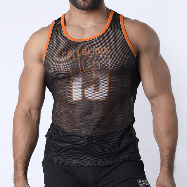 Cellblock 13 Chain Reaction Mesh Tank Top Orange