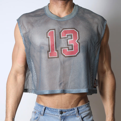 Cellblock 13 Field Goal 13 Mesh Muscle T-Shirt Grey